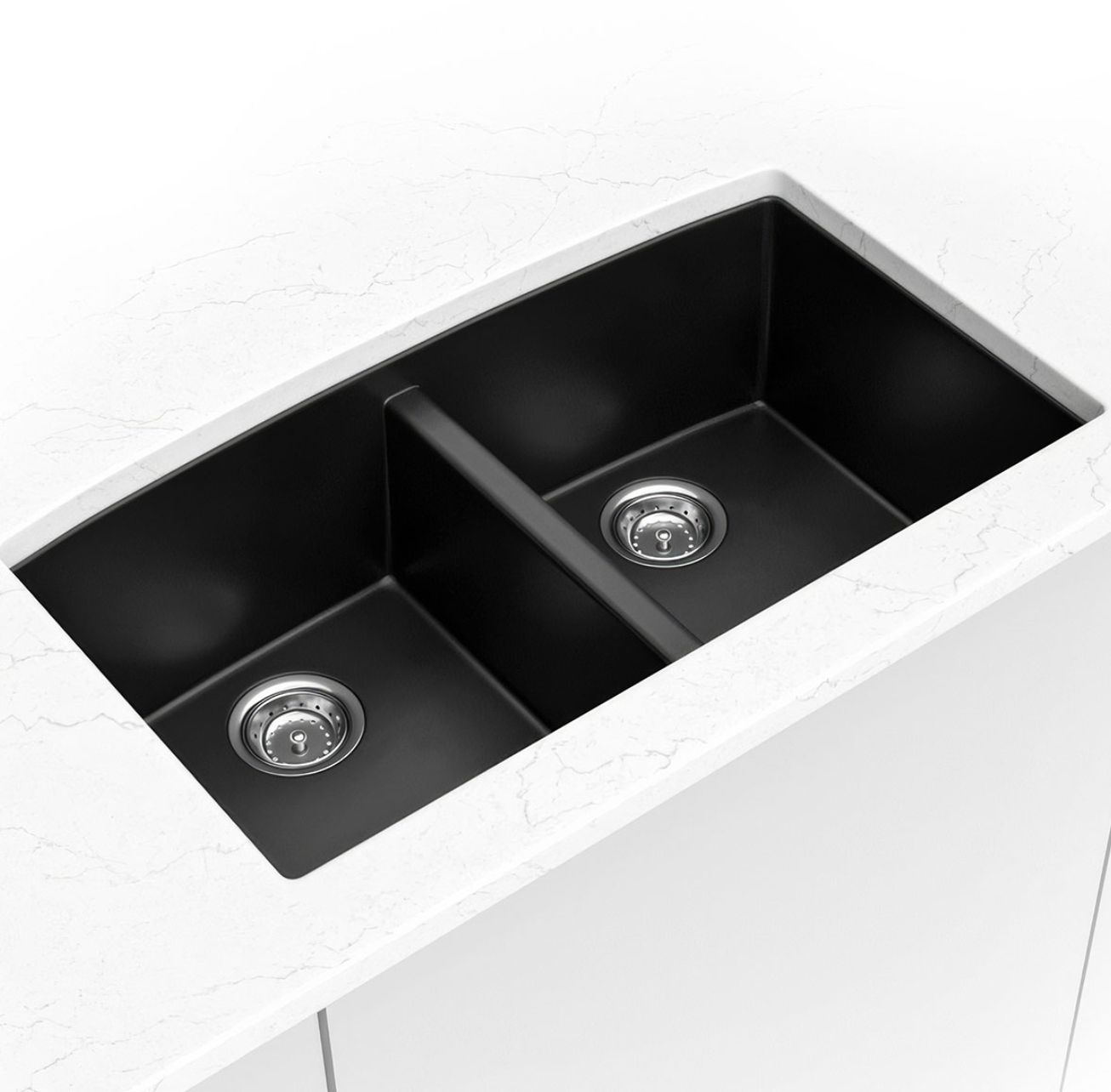 BLACK QUARTZ DOUBLE BOWL 50/50-3219