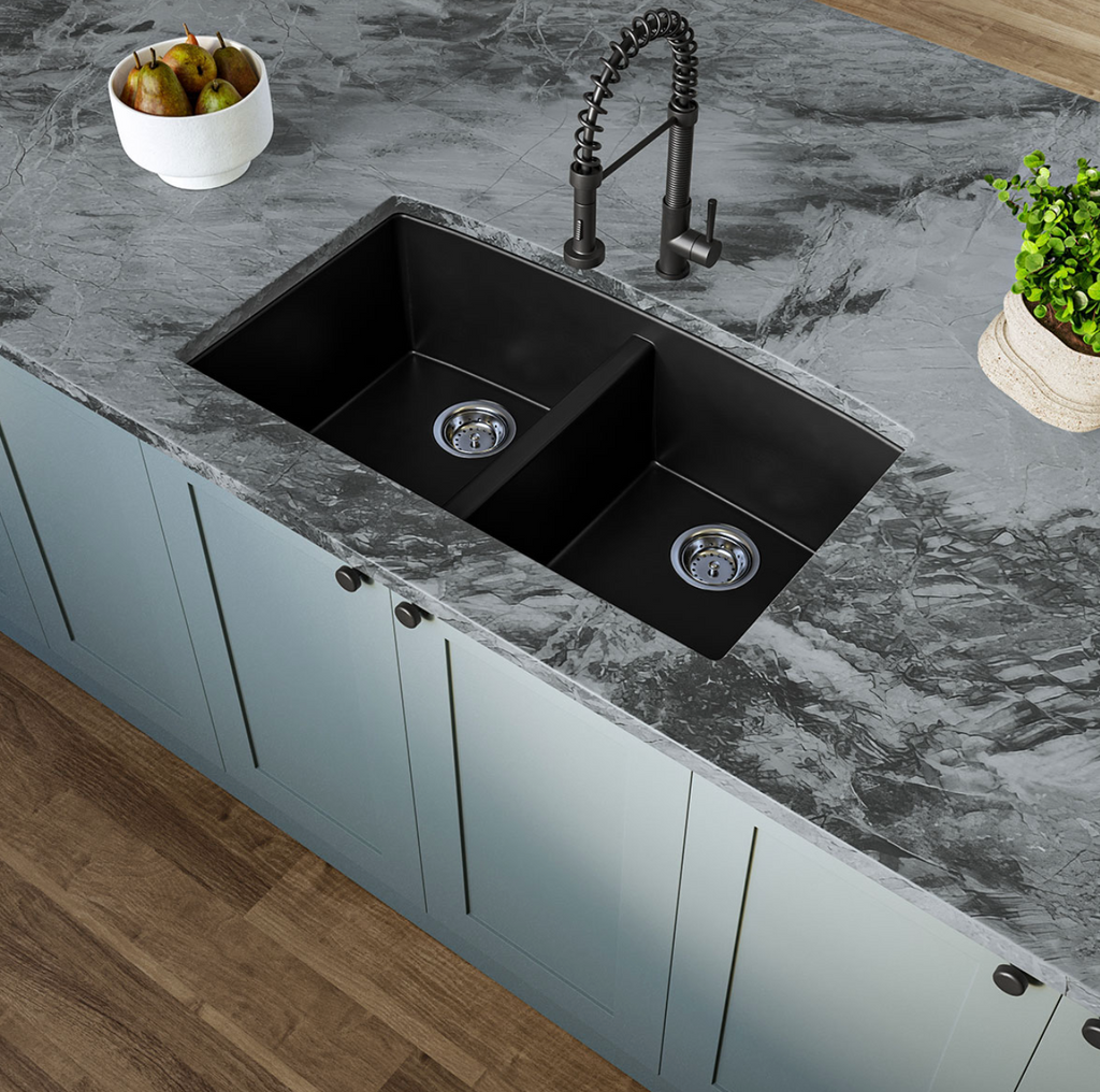 BLACK QUARTZ DOUBLE BOWL 50/50-3219