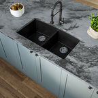 BLACK QUARTZ DOUBLE BOWL 50/50-3219