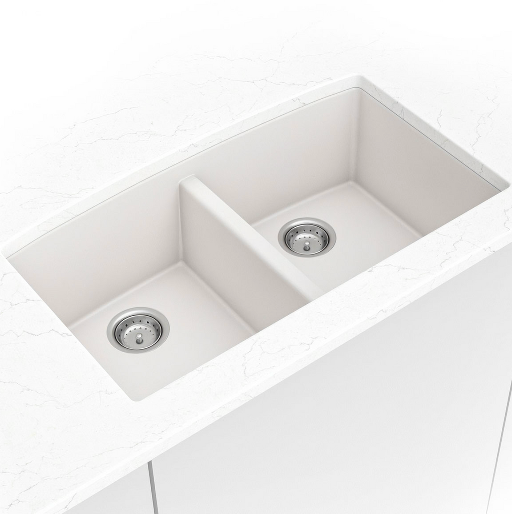 WHITE QUARTZ DOUBLE BOWL 50/50-3219