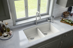 WHITE QUARTZ DOUBLE BOWL 50/50-3219