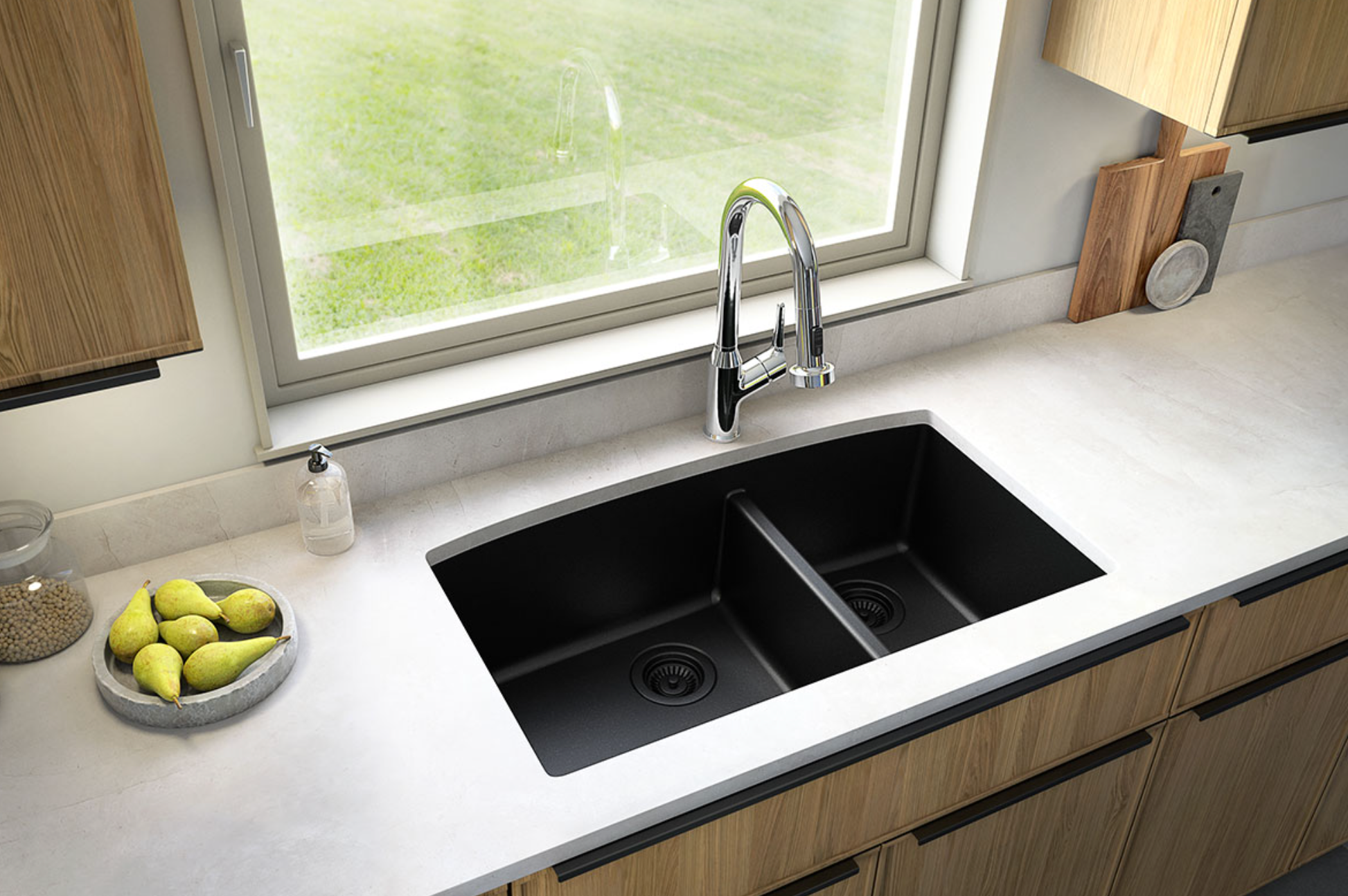 BLACK QUARTZ DOUBLE BOWL 60/40-3219