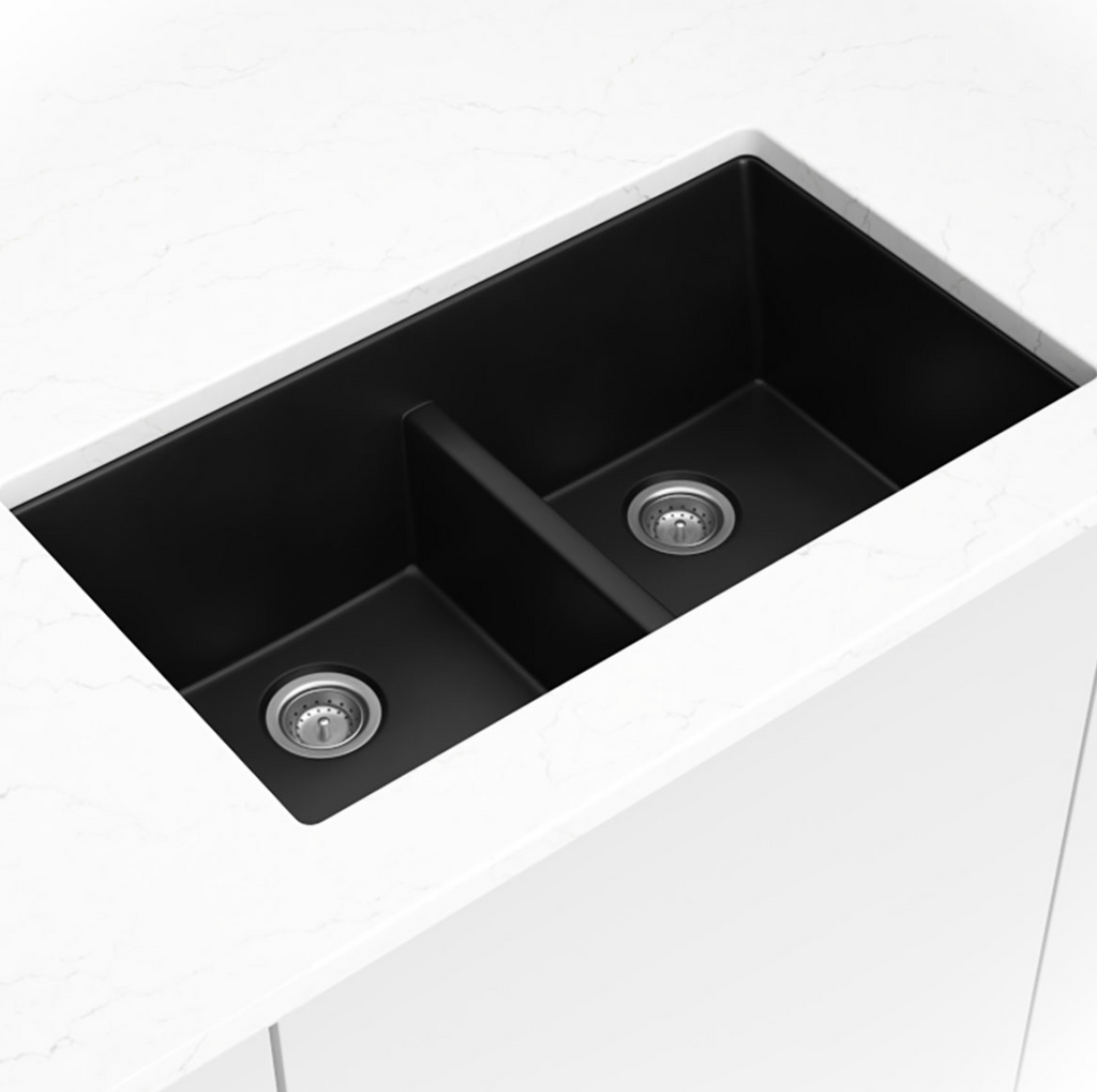 BLACK QUARTZ DOUBLE BOWL 50/50-3319