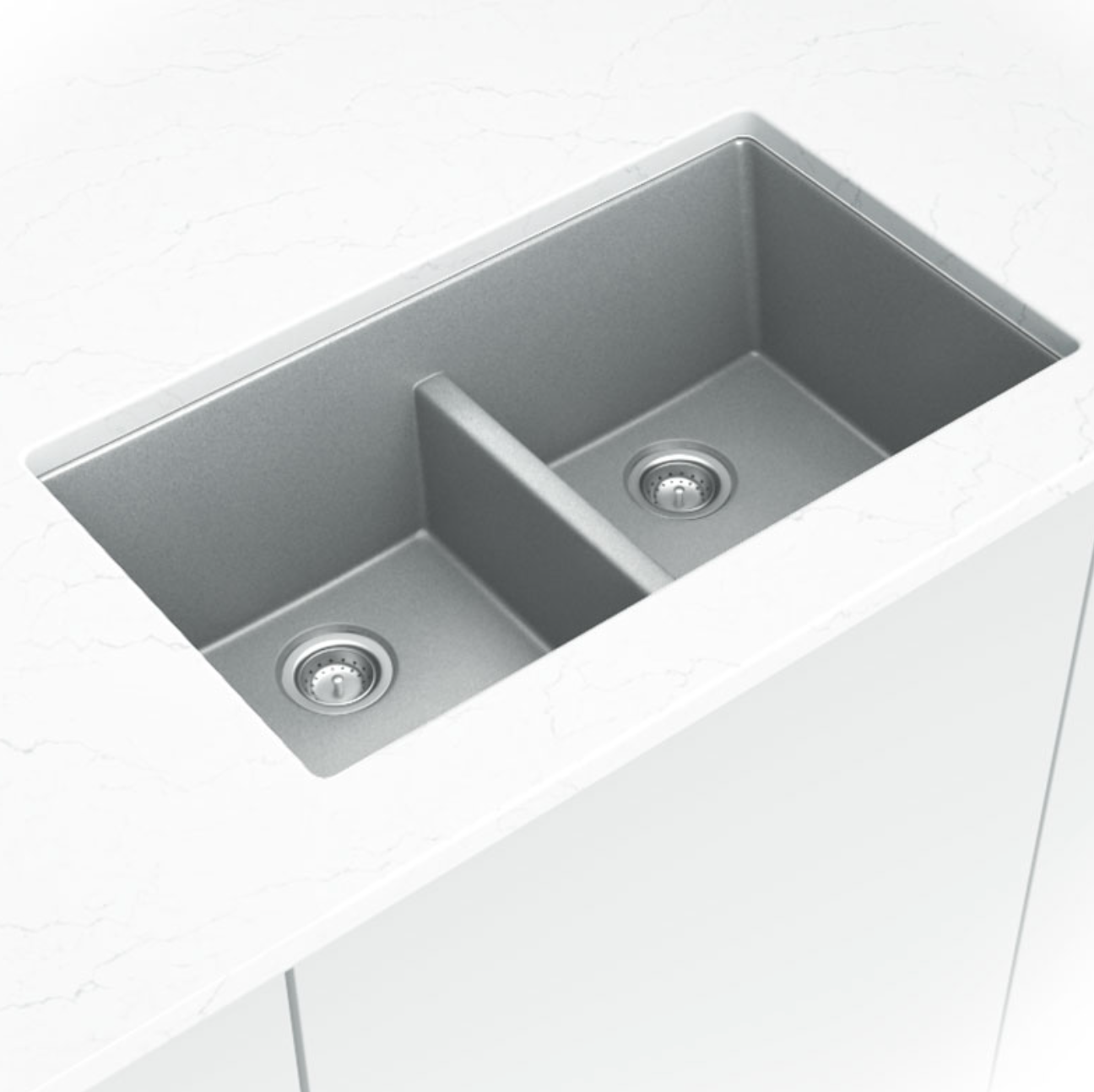 GRAY QUARTZ DOUBLE BOWL 50/50-3319