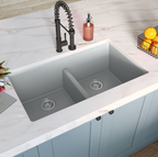 GRAY QUARTZ DOUBLE BOWL 50/50-3319