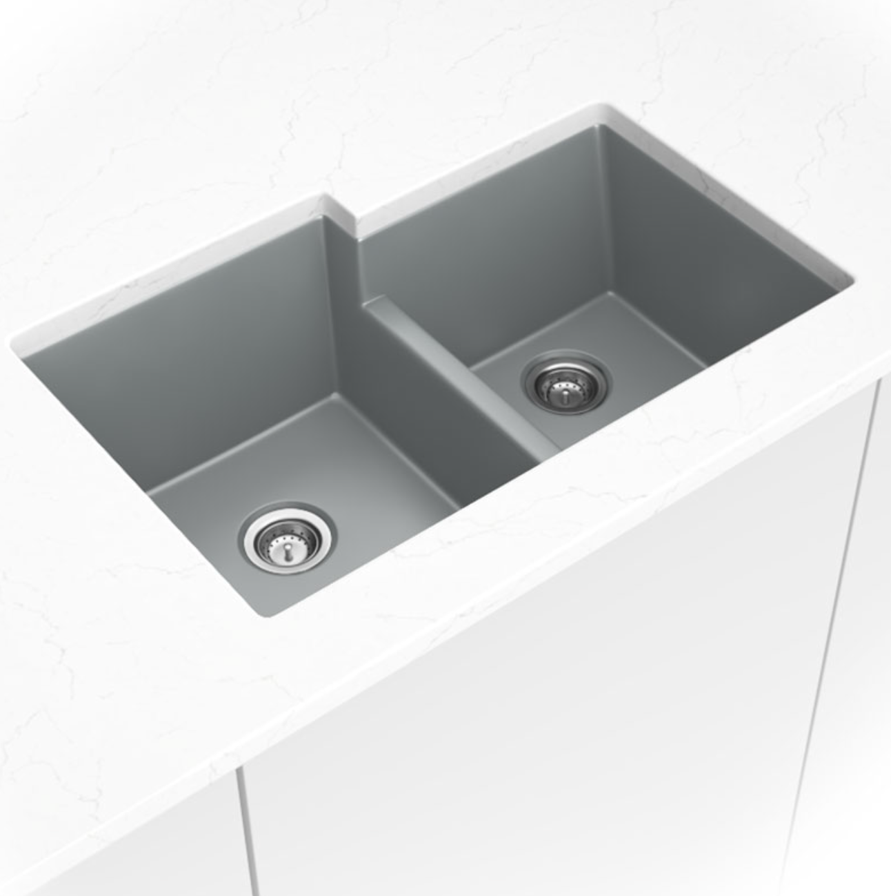 GRAY QUARTZ DOUBLE BOWL 60/40-3221