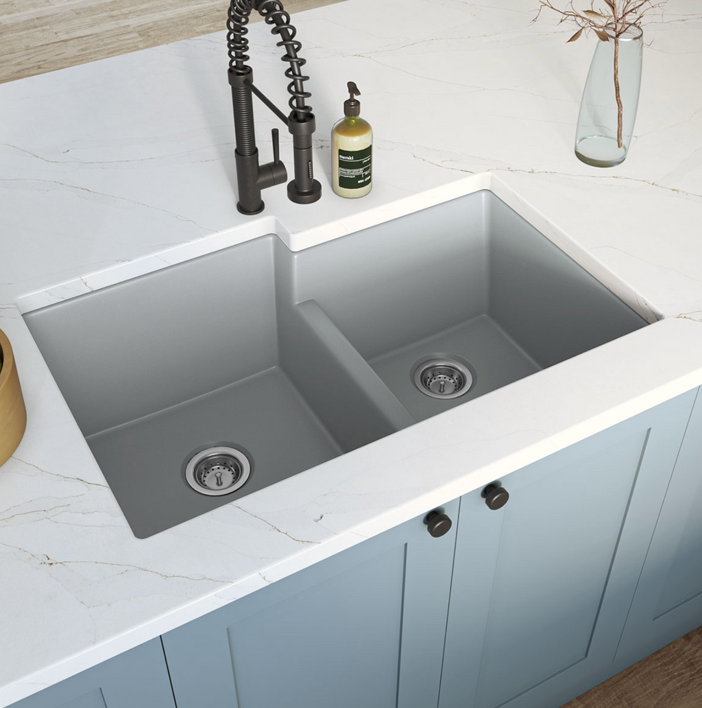 GRAY QUARTZ DOUBLE BOWL 60/40-3221