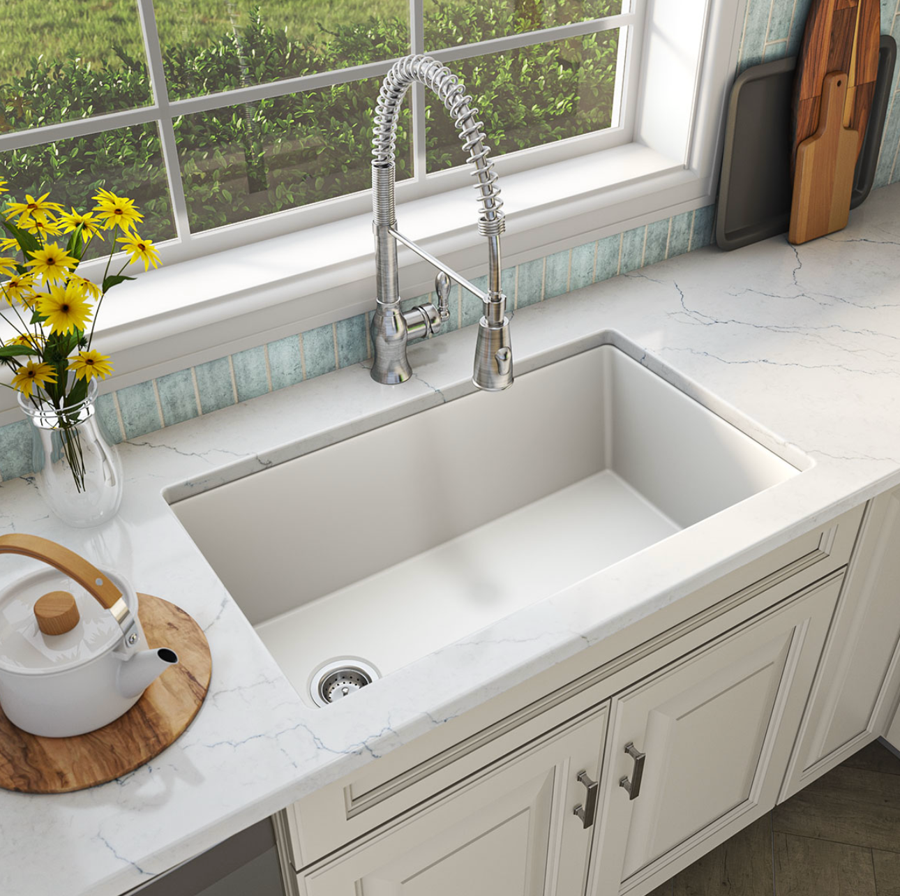 WHITE QUARTZ SINGLE BOWL 3119