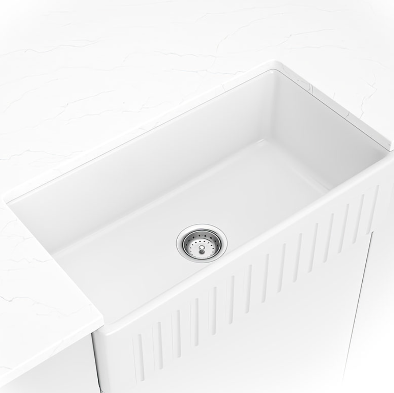 FIRECLAY FARMHOUSE WHITE SINGLE BOWL-3318