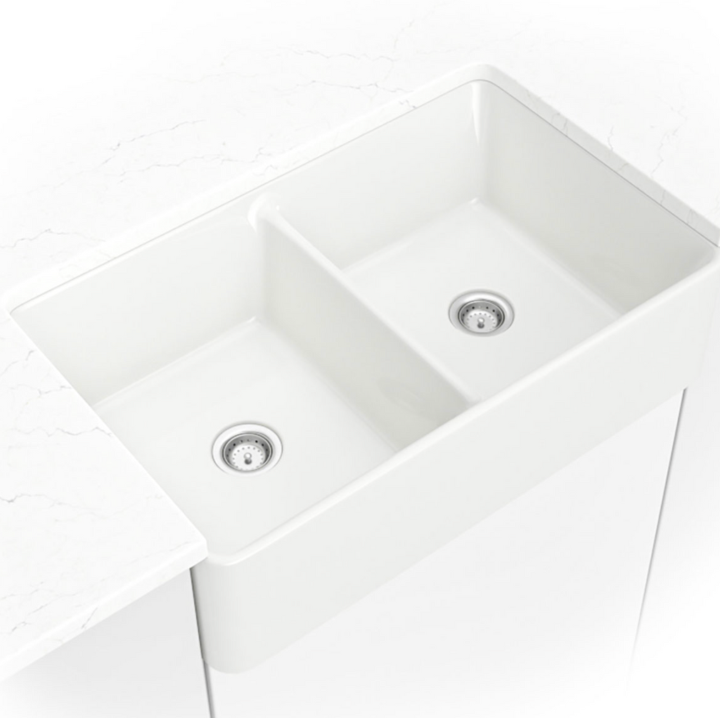 FIRECLAY FARMHOUSE WHITE DOUBLE BOWL 5050-3220