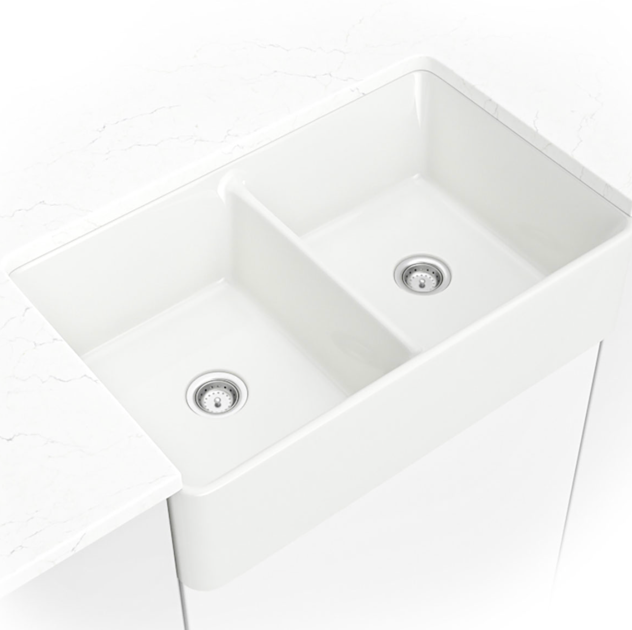 FIRECLAY FARMHOUSE WHITE DOUBLE BOWL 5050-3220
