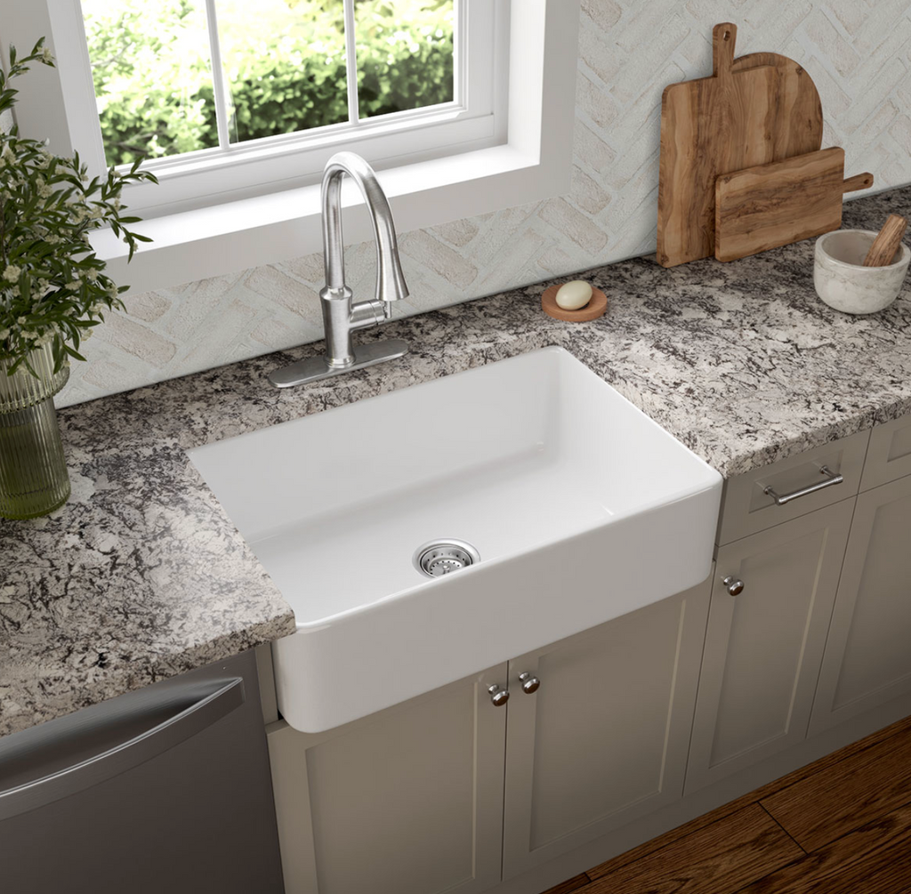 FIRECLAY FARMHOUSE WHITE SINGLE BOWL-3020