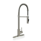 1-HANDLE PULL-DOWN SPRAYER KITCHEN FAUCET WITH DECKPLATE - 804 NICKEL-BRUSHED