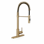 1-HANDLE PULL-DOWN SPRAYER KITCHEN FAUCET WITH DECKPLATE - 804 GOLD