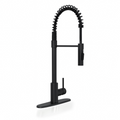 1-HANDLE PULL-DOWN SPRAYER KITCHEN FAUCET WITH DECKPLATE - 804 MATTE BLACK