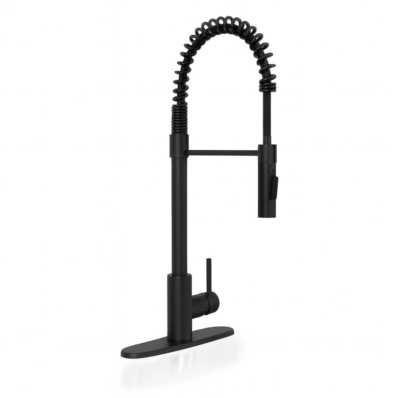 1-HANDLE PULL-DOWN SPRAYER KITCHEN FAUCET WITH DECKPLATE - 804 MATTE BLACK