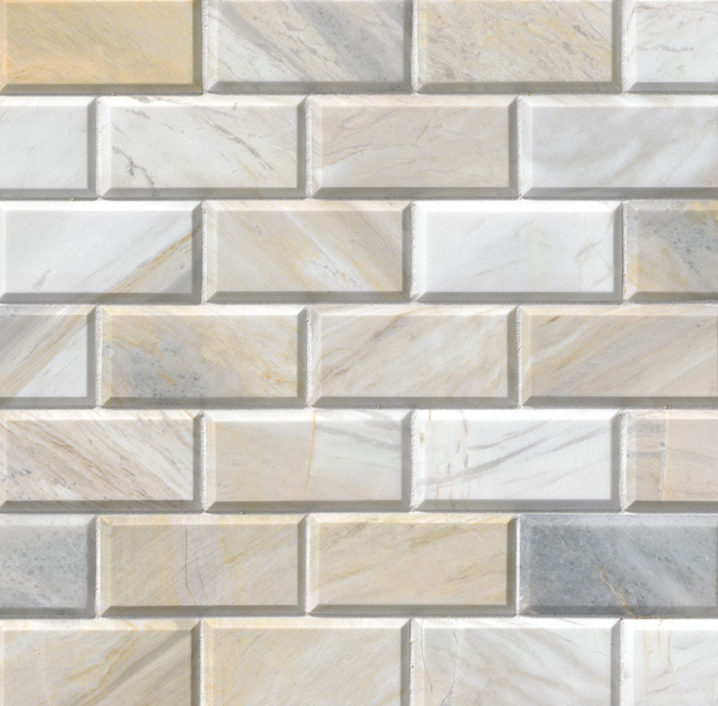 Athena Gold Beveled Tile 2x4