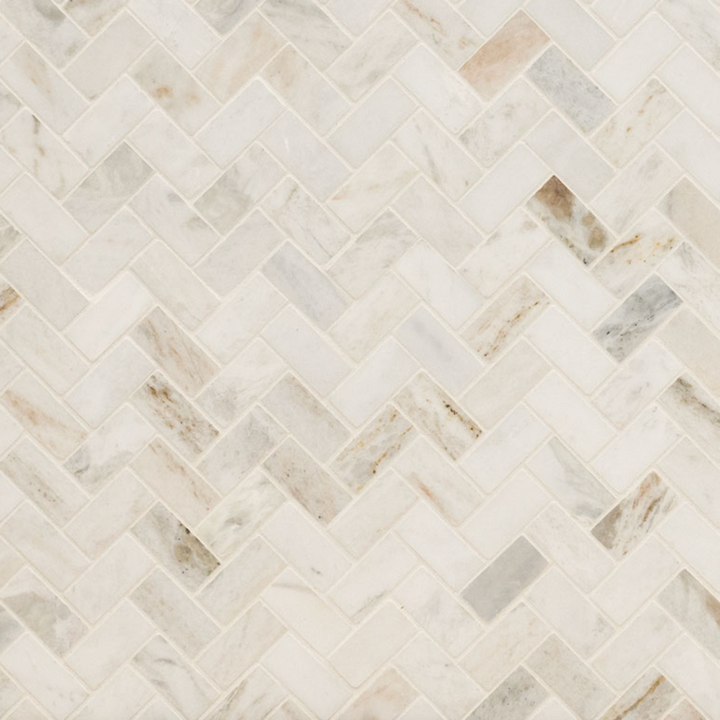 Arabescato Venato Herringbone Tile
